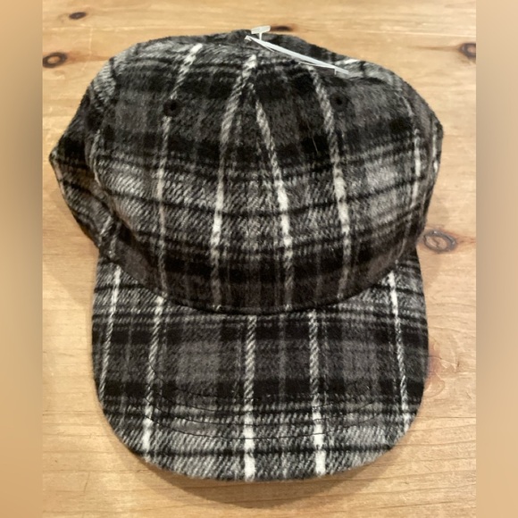 NWT Old Navy Blue grey White Plaid unisex baseball cap OS Casual Preppy Flannel - Picture 1 of 6